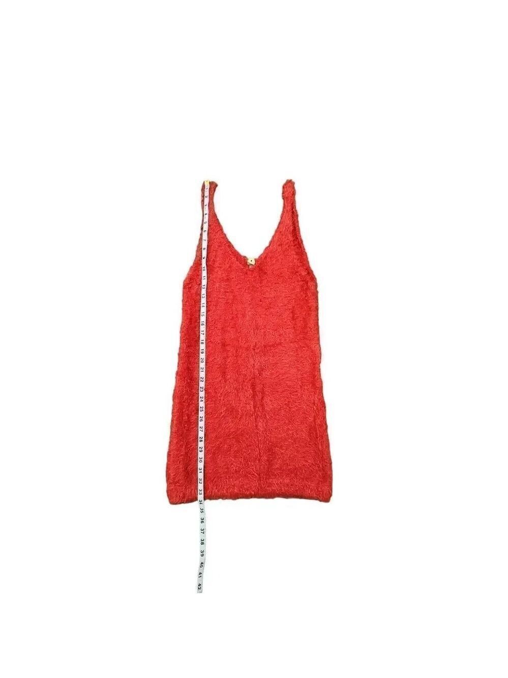 Farm Rio Soft Solid Red Fuzzy Mini Tank Dress Size M - Picture 9 of 9